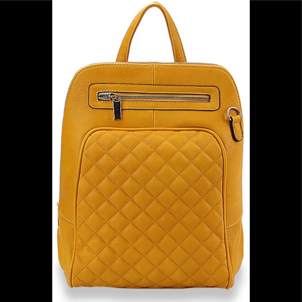 Mustard Quilted Backpack